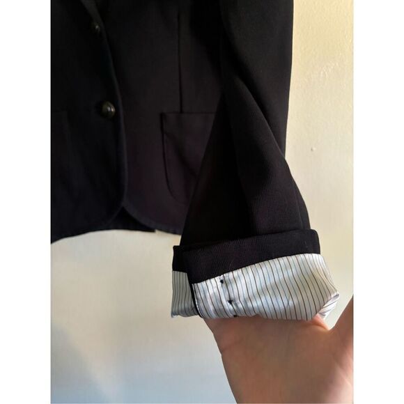 Lands End SZ 16 Women’s Black Cotton 2 Button Blazer Anchor Buttons Nautical - Picture 8 of 8